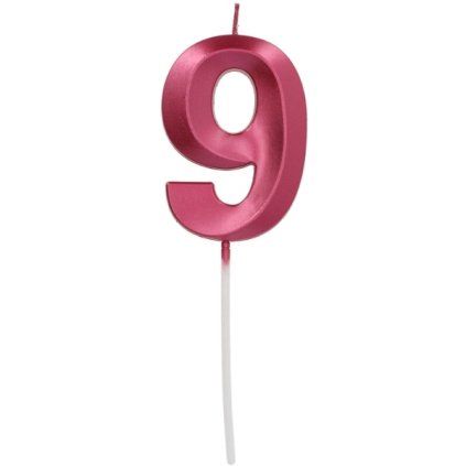 297371 1 dortova svicka cislo 9 glamour red 7 cm