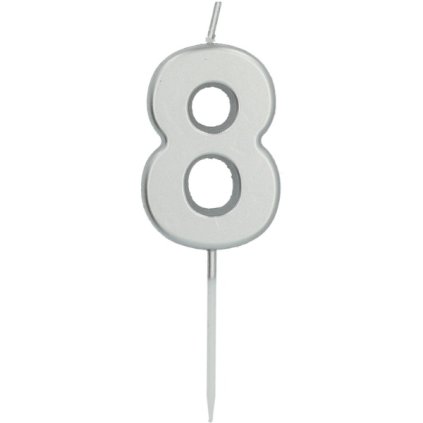 297401 1 dortova svicka mala 8 stribrna 5 cm