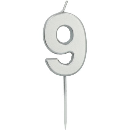 297404 1 dortova svicka mala 9 stribrna 5 cm