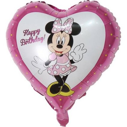 322474 foliovy balonek ve tvaru srdce minnie ruzovy 46cm cakesicq