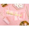 313157 1 partydeco satenova serpa ruzova se zlatym napisem bride squad 75 cm