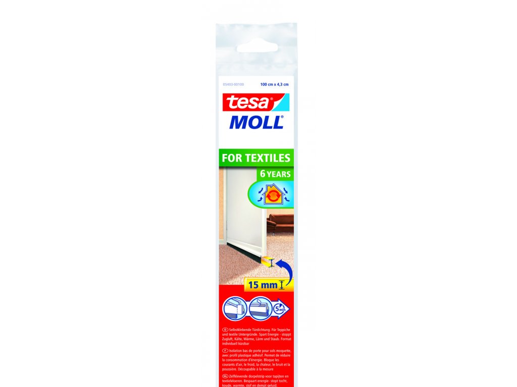 tesamoll® Kartáčová lišta pod dveře na koberce (Barva hnědá, Doplňující informace životnost 6 let, Rozměr 1 m : 43 mm)