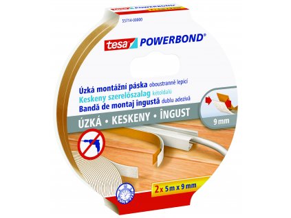 Montážní páska tesa® Powerbond SLIM, úzká (Barva bílá, Doplňující informace 2 role v balení, Rozměr 5m : 18mm)