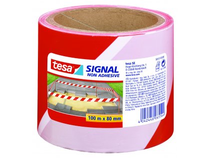 tesa® Signal Bariérová výstražná páska (Barva červená-bílá, Doplňující informace 1 role se štítkem, Rozměr 100 m : 80 mm)