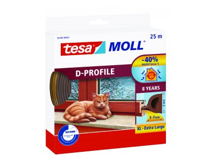 tesamoll® Gumové těsnění na okna a dveře D profil (Barva hnědá, Doplňující informace životnost 8 let, na bubnu, Rozměr 100 m : 9 mm : 7 mm)