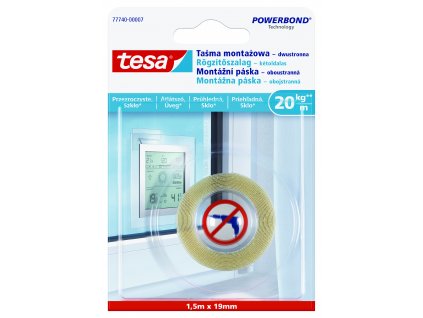tesa® Montážní oboustranná páska na sklo 20kg/m (Barva průhledná, Rozměr 1,50 m : 19 mm)