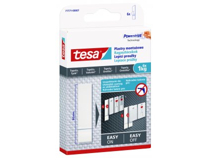 tesa® Lepicí proužky na tapety a omítku 1kg (Barva bílá)