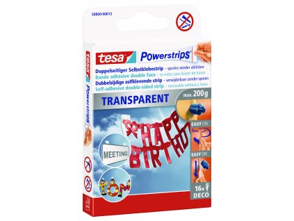 tesa® Powerstrips Průhledné dekorační proužky (Barva průhledná, Rozměr 16 průhledných proužků)