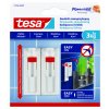 tesa® Nastavitelný nalepovací hřebík na dlaždice a kov  3kg (Barva bílá, Rozměr 2 háčky + 3 proužky)