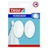 tesa® Permanent háčky bílé, oválné (Barva bílá, Doplňující informace 2 háčky, velikost L, oválné, plast, Rozměr ŠxVxH: 5,5 x 3,5 x 3 cm)