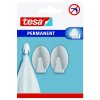 tesa® Permanent háčky ocelové, oválné (Barva nerezová ocel, Doplňující informace 2 háčky, velikost L, oválné, nerez, Rozměr ŠxVxH: 2,5 x 4,2 x 2,5 cm)