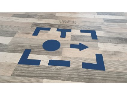 Podlahové značenie tvar kríž X 150mm x 150mm modré (sada 10 ks)