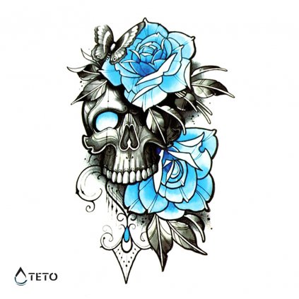 Totenkopf mit Blume