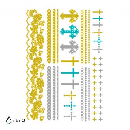 Náramky, Kříže – metalické – set