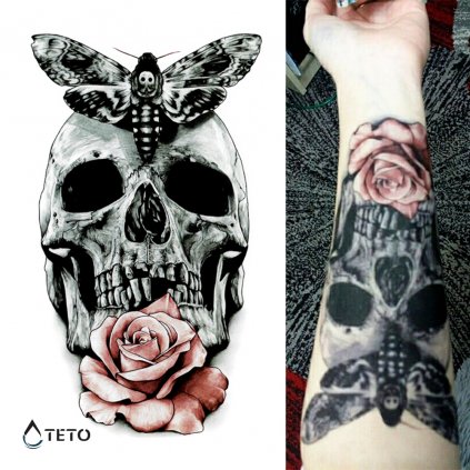 Skull with rose and death's head