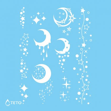 Stars, Moon - White - set