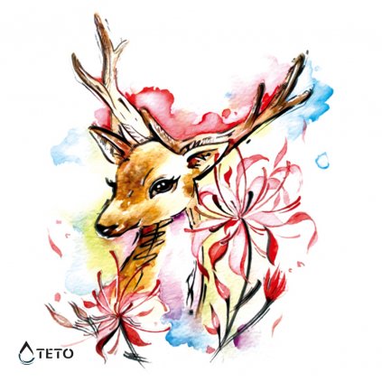 Doe with a flower