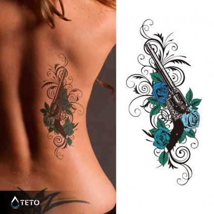 Ein Revolver und eine Rose