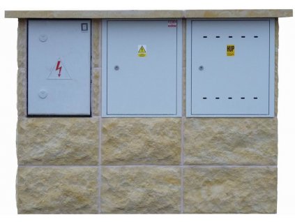 přístřešek "2003 PL-ER-EP" pro plynoměr, typizovaný rozvaděč a pojistkovou skříň