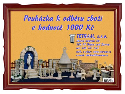 Poukázka k odběru zboží v hodnotě 1000 Kč