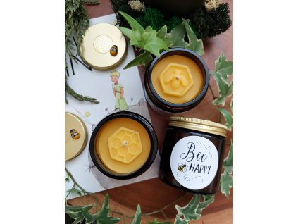 Přírodní medová svíčka BEE HAPPY 120 ml – z včelího vosk