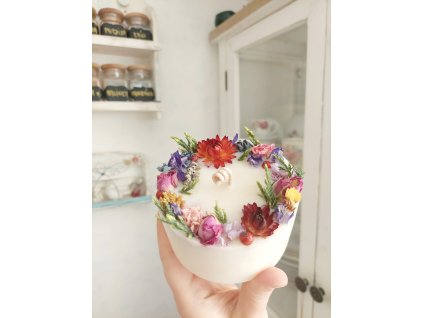 Botanická svíčka SNĚHURKA - květinová přírodní svíčka