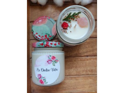 Přírodní svíčka LA DOLCE VITA 200 ml - s růženínem
