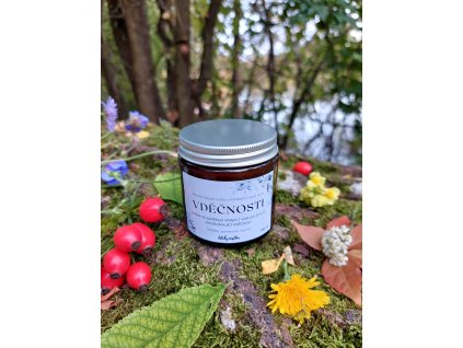 Přírodní svíčka se záměrem VDĚČNOSTI - sójová svíčka s křišťálem Aqua Aura