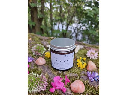 Přírodní svíčka se záměrem ZÁŘIVÁ – sójová Svíčka se slunečním kamenem