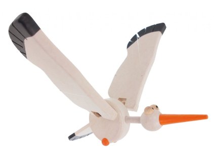 2748 flying stork wooden decoration
