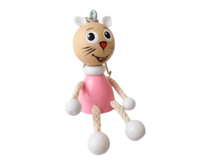 7672 pink kitty handmade wooden keyring