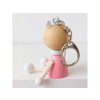 7672 2 pink kitty wooden keychain