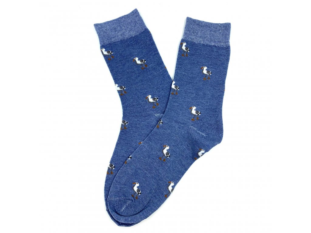 Pánské klasické ponožky se vzorem "racek" světle modrá (Velikost 40-43)
