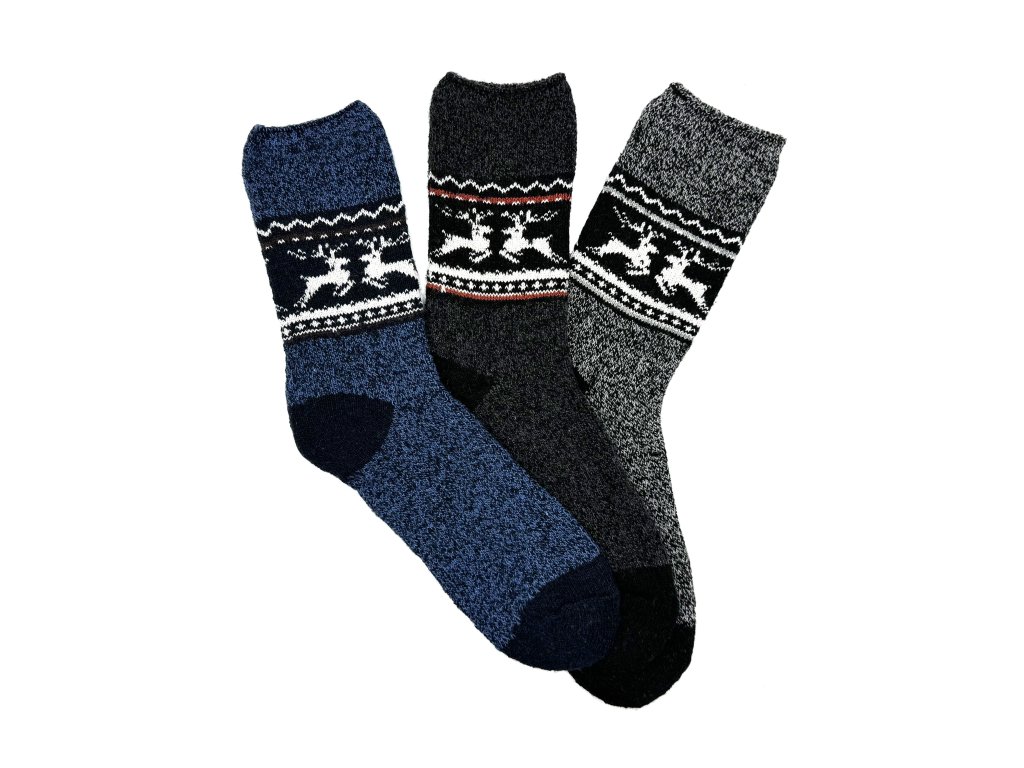 Pánské vlněné ponožky ALPACA se SOBEM 3-pack - tmavý MIX