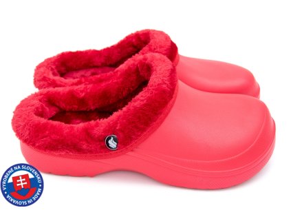 Dámské zateplené clogsy FLAMEshoes B-2002 červené (Velikost 36)