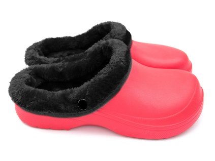Dámské zateplené clogsy FLAMEshoes B-2002 červeno-černé (Velikost 36)