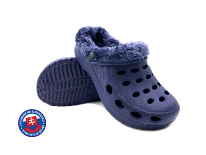 Dětské zateplené clogsy FLAMEshoes F 005 M modré