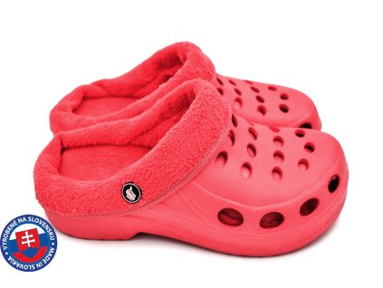 Dětské zateplené clogsy FLAMEshoes F-003-M červené