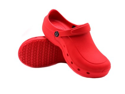 Dámske pracovné clogsy FLAMEshoes F-9002 červené