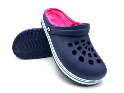 Dámske clogsy s kožúškom TexBase tm. modrá / ružová