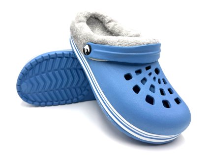 Dámske clogsy s kožúškom TexBase modrá / sivá