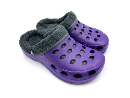 Dámské zateplené clogsy FLAMEshoes A-002-M fialovo-šedá