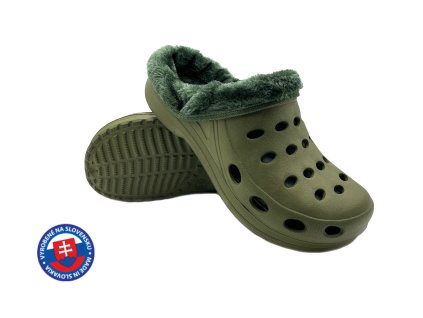 Pánské zateplené clogsy F 001 M FLAMEshoes khaki