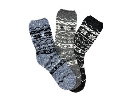 Pánské vlněné ponožky ALPACA se vzorem 3-pack - šedá MIX
