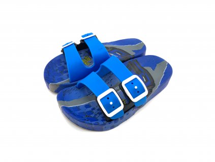 Dětské páskové pantofle GEZER - AUTO - světle modrá