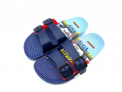 Dětské páskové pantofle GEZER - AUTO - tmavě modrá
