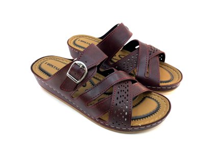 Dámske páskové šľapky GEZER - vínová