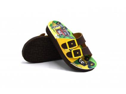 Dětské pohodlné pantofle GEZER - BAGR II - hnědo-žluté