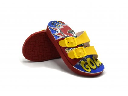 Dětské pohodlné pantofle GEZER FOTBAL - žluto-červené