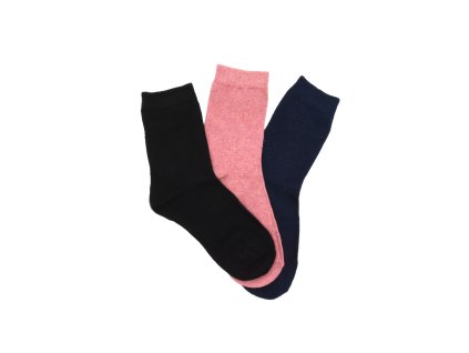 Dámské vlněné ponožky ANGORA MIX 3-pack - modrá/růžová/černá